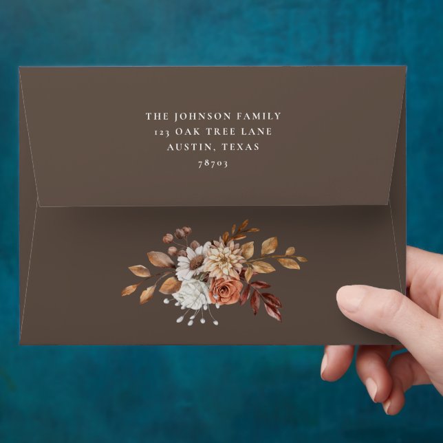 Elegant Fall Floral Leaves Return Address Envelope (Hand)