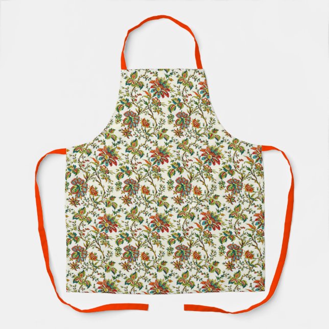 Elegant fall floral pattern  apron (Front)