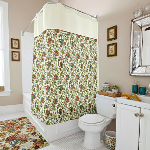 Elegant fall floral pattern  shower curtain