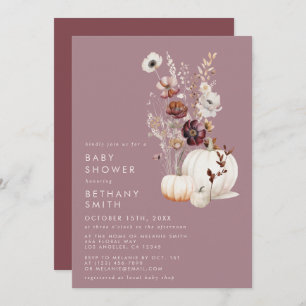 Elegant Fall Floral Pumpkin Baby Shower Invitation