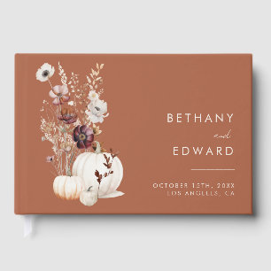 Elegant Fall Floral Pumpkin Wedding Guest Book