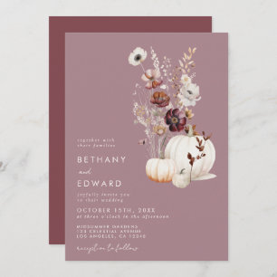 Elegant Fall Floral Pumpkin Wedding Invitation