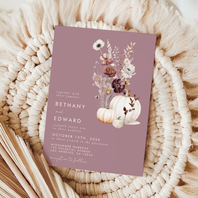 Elegant Fall Floral Pumpkin Wedding Invitation (Creator Uploaded)