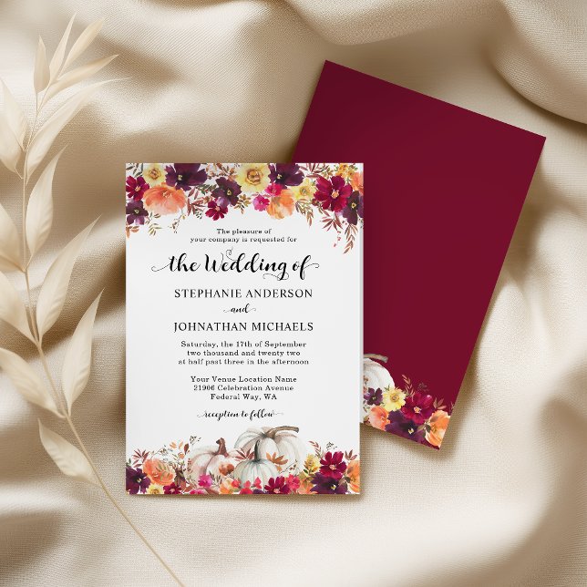 Elegant Fall Floral Pumpkin Wedding Invitation (Elegant Fall Floral Pumpkin Wedding Invitation)