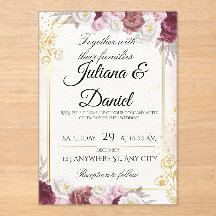 Elegant Fall Floral Pumpkin Wedding Invitation Car