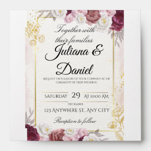 Elegant Fall Floral Pumpkin Wedding Invitation Car Envelope