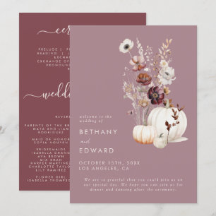 Elegant Fall Floral Pumpkin Wedding Programme