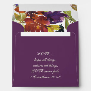 Elegant Fall Floral Return Address Wedding Purple Envelope