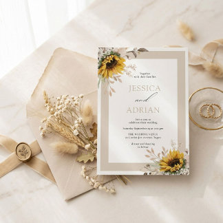 Elegant Fall Floral Rustic Wedding Invite