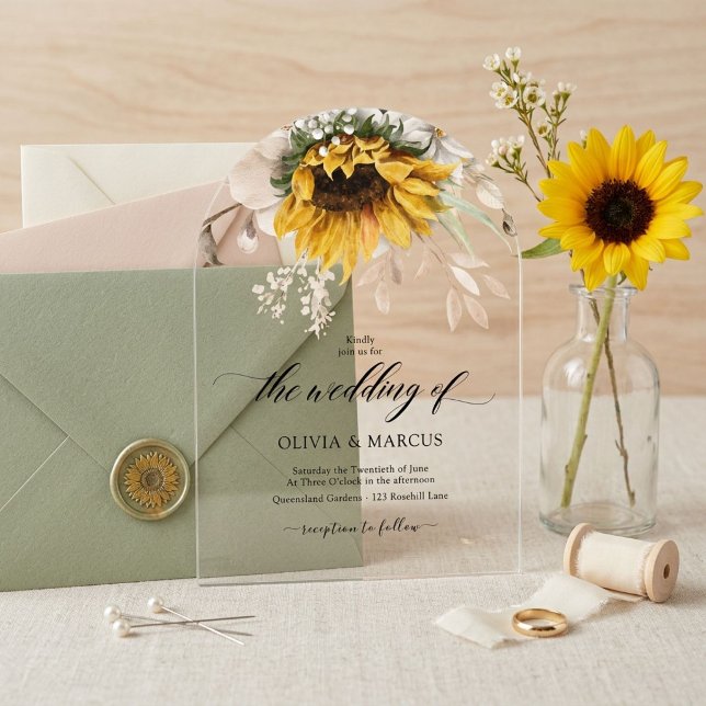 Elegant Fall Floral Rustic Wedding Invite Acrylic Invitations (Creator Uploaded)