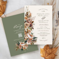 Elegant Fall Floral Sage Green Boho Autumn Wedding