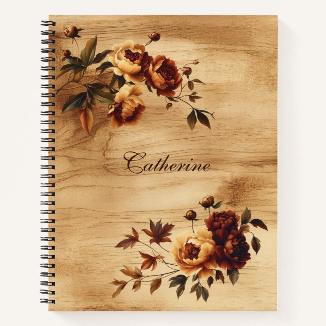 Elegant Fall Floral Script Personalised Journal (Front)