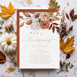 Elegant Fall Floral Thanksgiving Dinner Rose Gold