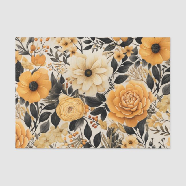 Elegant Fall Floral Tissue Paper (Front)