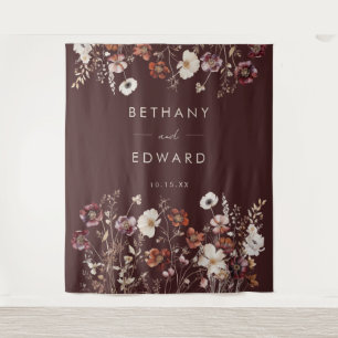 Elegant Fall Floral Wedding Backdrop Tapestry