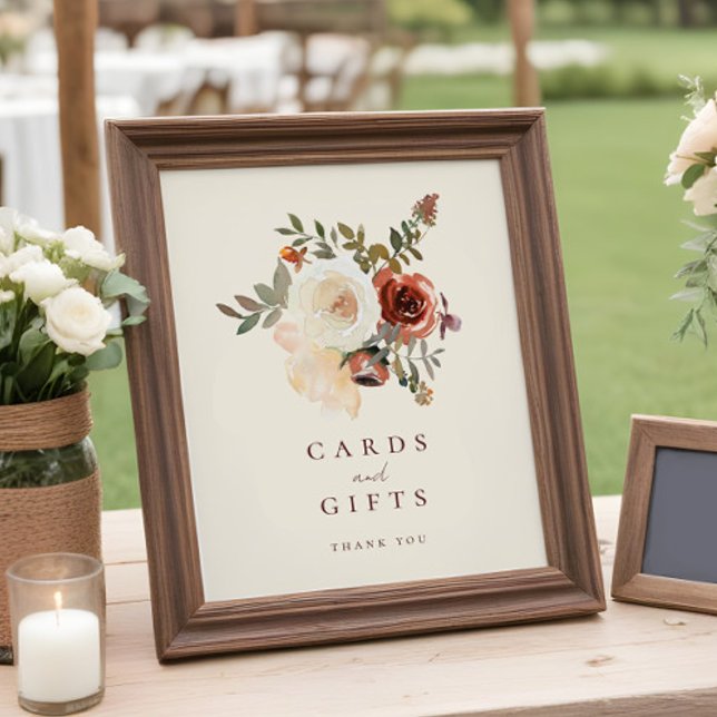 Elegant Fall Floral Wedding Cards & Gifts Sign (Creator Uploaded)