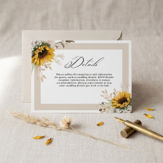 Elegant Fall Floral Wedding Details Enclosure Card
