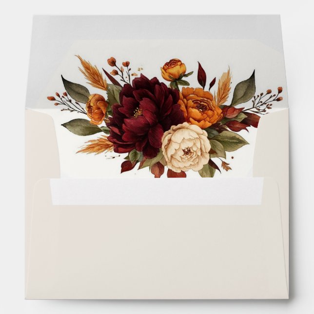Elegant Fall Floral Wedding Envelope (Back (Bottom))