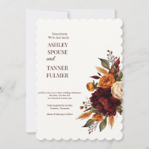 Elegant Fall Floral Wedding Invitation