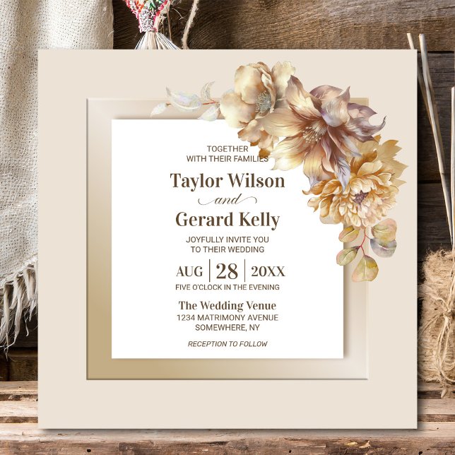 Elegant Fall Floral Wedding Invitation (Creator Uploaded)