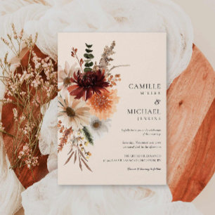 Elegant Fall Floral Wedding Invitation
