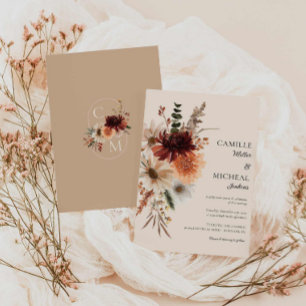 Elegant Fall Floral Wedding Invitation