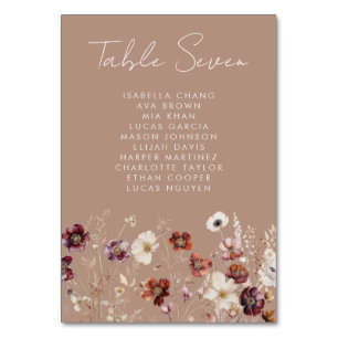 Elegant Fall Floral Wedding Table Number
