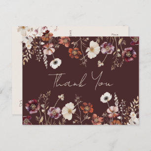 Elegant Fall Floral Wedding Thank You Postcard