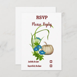 Elegant Fall Floral White Pumpkin Wedding RSVP Card