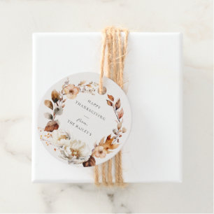 Elegant Fall Floral Wreath Favour Tags