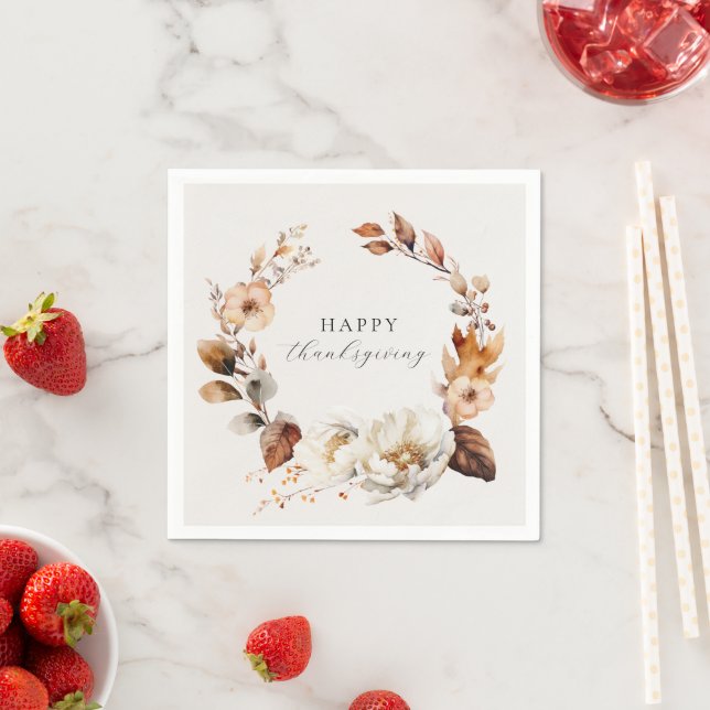 Elegant Fall Floral Wreath Napkin (Insitu)