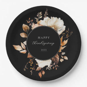 Elegant Fall Floral Wreath Paper Plate