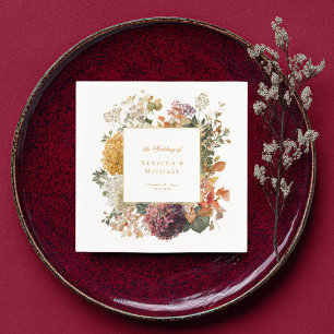 Elegant Fall Flowers Foliage Romantic Wedding Napkin