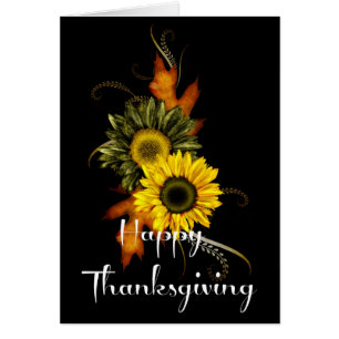 Elegant Fall Flowers Thanksgiving Card 1