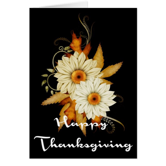 Elegant Fall Flowers Thanksgiving Card 5 (Front)