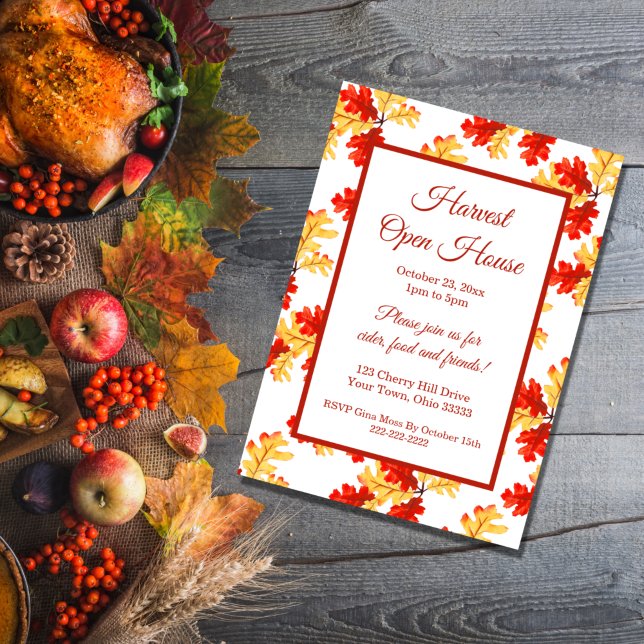 Elegant Fall Foliage Harvest Leaves Open House Invitation (Creator Uploaded)