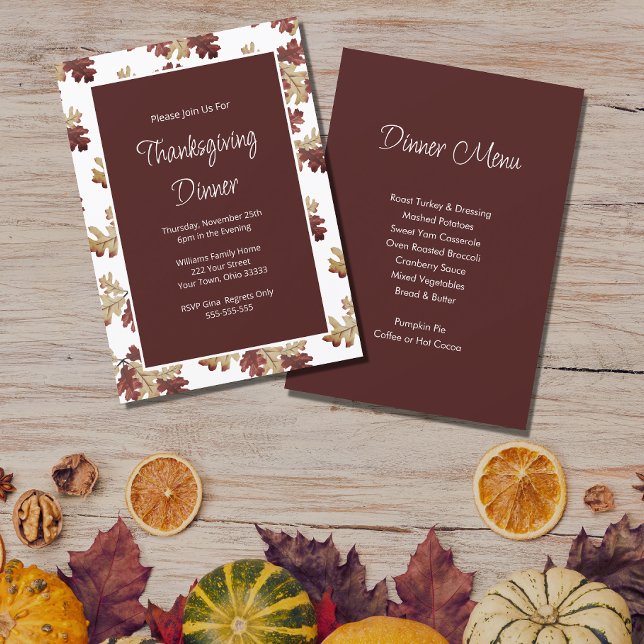 Elegant Fall Foliage Thanksgiving Dinner  Invitation (Creator Uploaded)