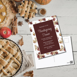Elegant Fall Foliage Thanksgiving Dinner Postcard