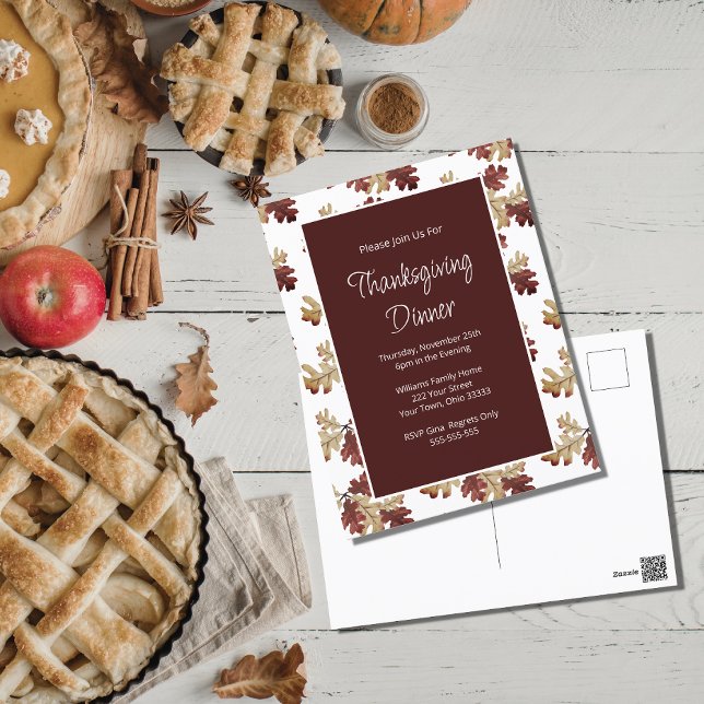 Elegant Fall Foliage Thanksgiving Dinner  Postcard (Creator Uploaded)