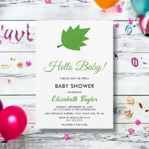 Elegant Fall Green Leaves Autumn Baby Shower Invitation
