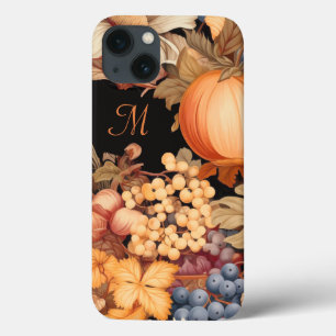 Elegant fall harvest monogram stylish iPhone 13 case