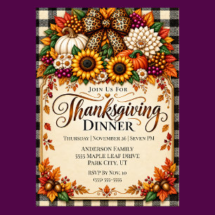 Elegant Fall Harvest Thanksgiving Dinner Invitation