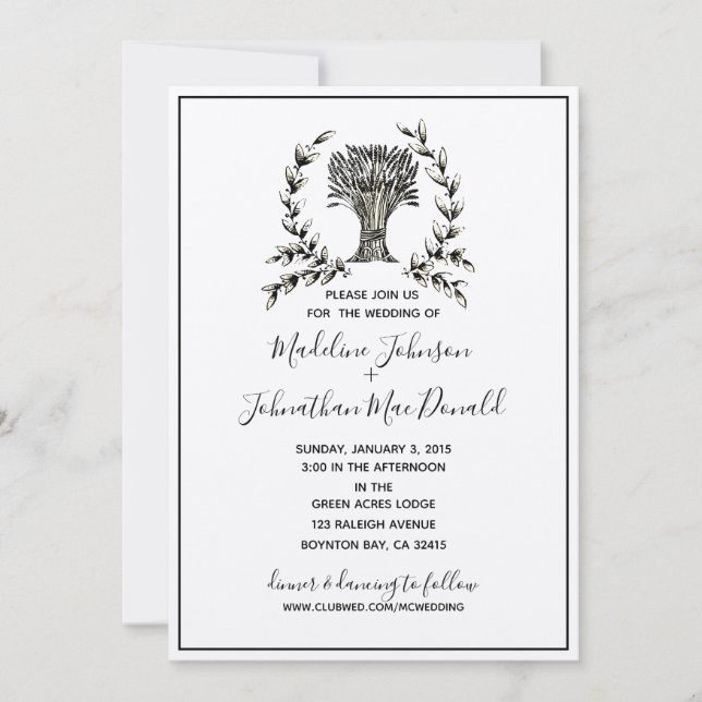 elegant fall HARVEST WEDDING autumn vintage Invitation (Front)