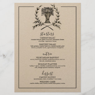 elegant fall HARVEST WEDDING autumn vintage Menu