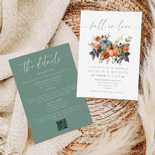 Elegant Fall in Love All in One QR Code Wedding Invitation (Creator Uploaded)