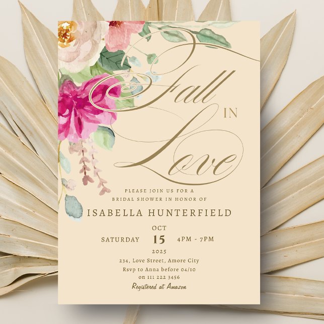 Elegant Fall in Love Floral Bridal Shower Invitation (Elegant Fall in Love Floral Bridal Shower Invitation)