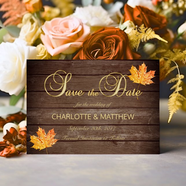 Elegant FALL in LOVE Rustic Wood Country Wedding  Save The Date (Elegant FALL in LOVE Rustic Wood Country Wedding Save The Date)