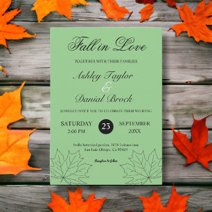 Elegant Fall in Love Sage Boho Rustic Fall Wedding Invitation