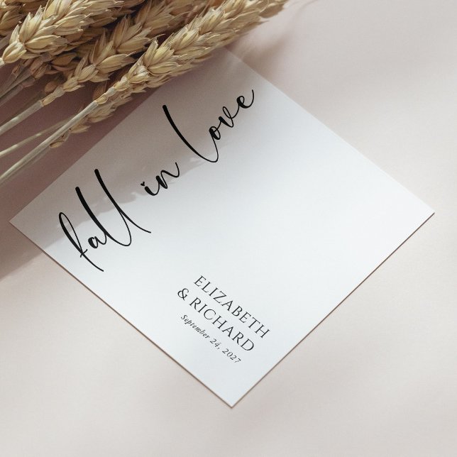 Elegant Fall in Love Script Wedding Napkin (Elegant Black & White Fall in Love Wedding Napkins Personalized
)