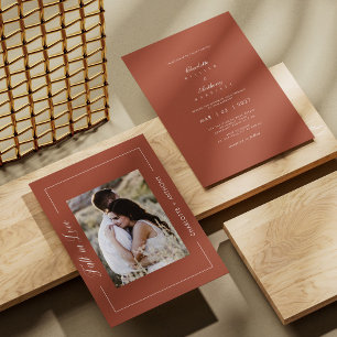Elegant Fall in Love Terracotta Wedding Invitation